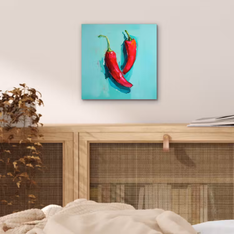 Aluminium schilderij - Chilipepers - Geverfd - Rood — 4