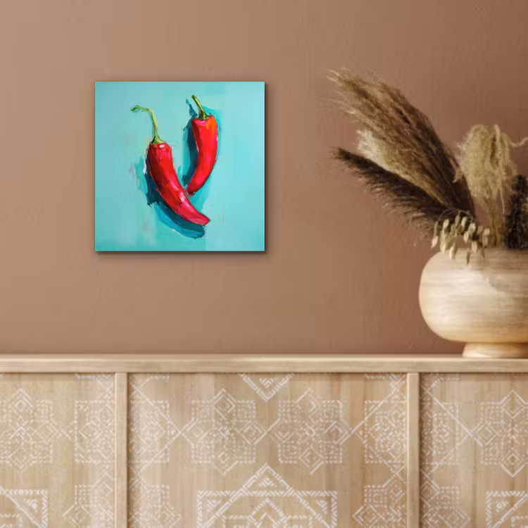 Aluminium schilderij - Chilipepers - Geverfd - Rood — 5