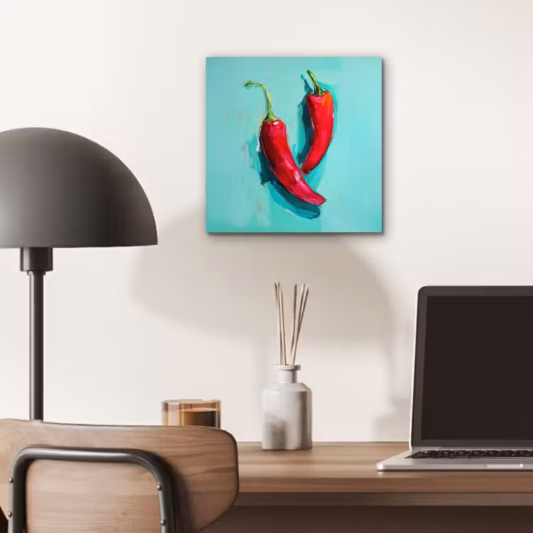 Aluminium schilderij - Chilipepers - Geverfd - Rood — 6