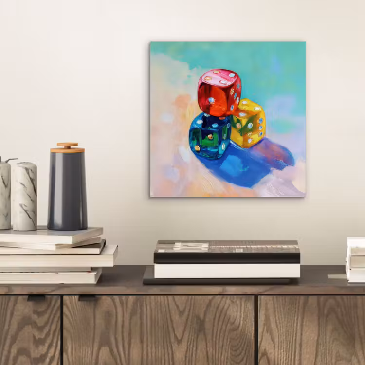 Aluminium schilderij - Dobbelstenen - Kleurrijk - Getallen - Stipjes — 2
