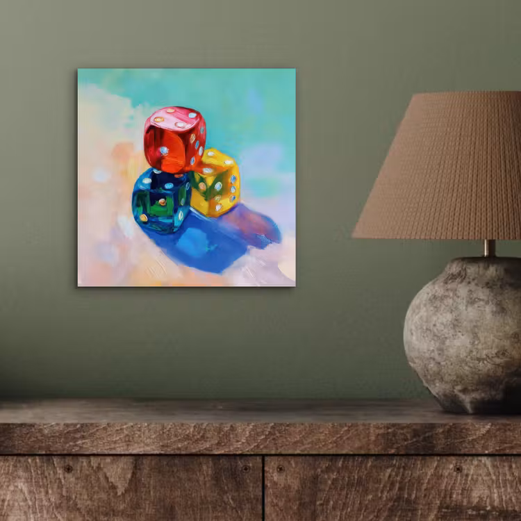 Aluminium schilderij - Dobbelstenen - Kleurrijk - Getallen - Stipjes — 3
