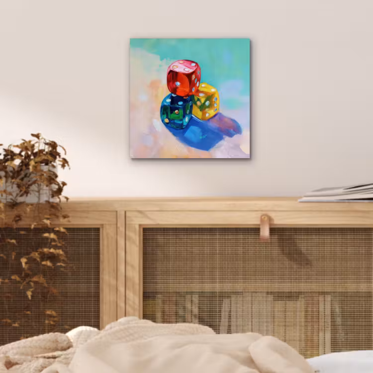 Aluminium schilderij - Dobbelstenen - Kleurrijk - Getallen - Stipjes — 4