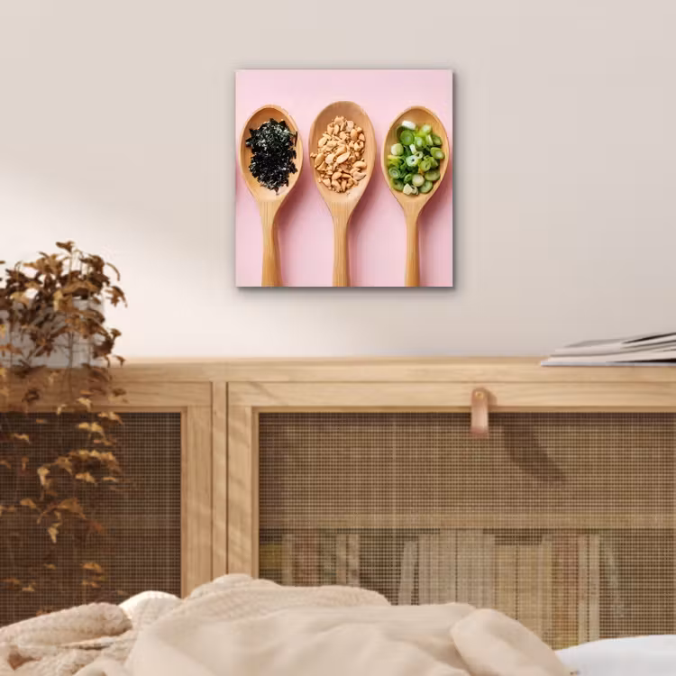 Aluminium schilderij - Ingrediënten - Lepels - Hout - Roze — 4