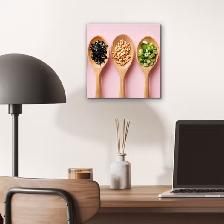 Aluminium schilderij - Ingrediënten - Lepels - Hout - Roze — 6