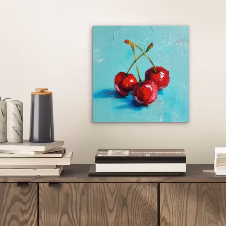 Aluminium schilderij - Kersen - Rood - Drie - Geverfd — 2
