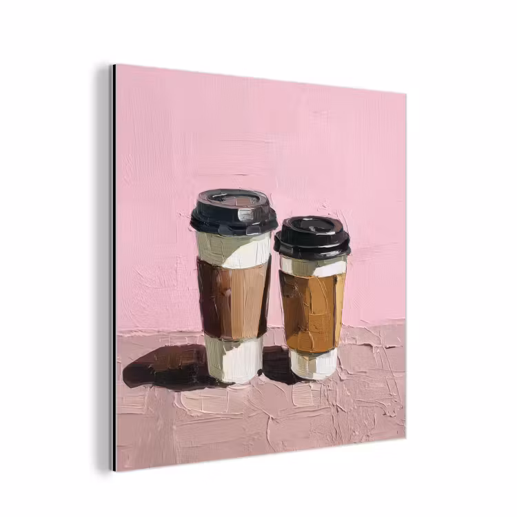 Aluminium schilderij - Koffiebekers - Deksel - Verf - Textuur — 1