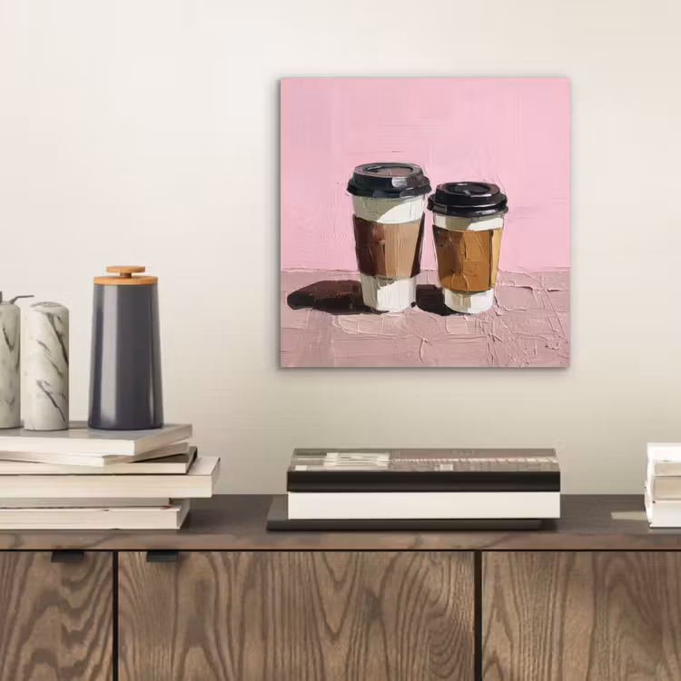 Aluminium schilderij - Koffiebekers - Deksel - Verf - Textuur — 2