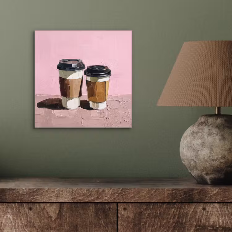 Aluminium schilderij - Koffiebekers - Deksel - Verf - Textuur — 3