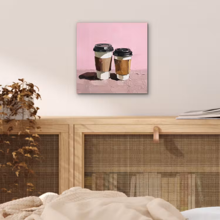 Aluminium schilderij - Koffiebekers - Deksel - Verf - Textuur — 4
