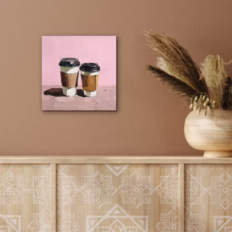 Aluminium schilderij - Koffiebekers - Deksel - Verf - Textuur — 5