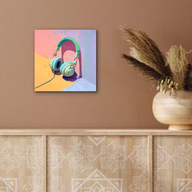 Aluminium schilderij - Koptelefoon - Mintgroen - Draad — 5