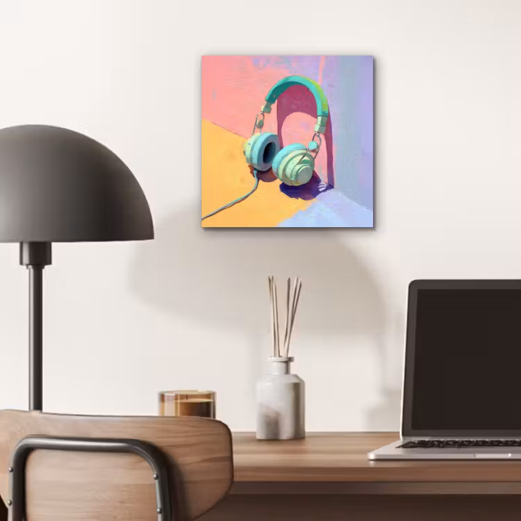 Aluminium schilderij - Koptelefoon - Mintgroen - Draad — 6