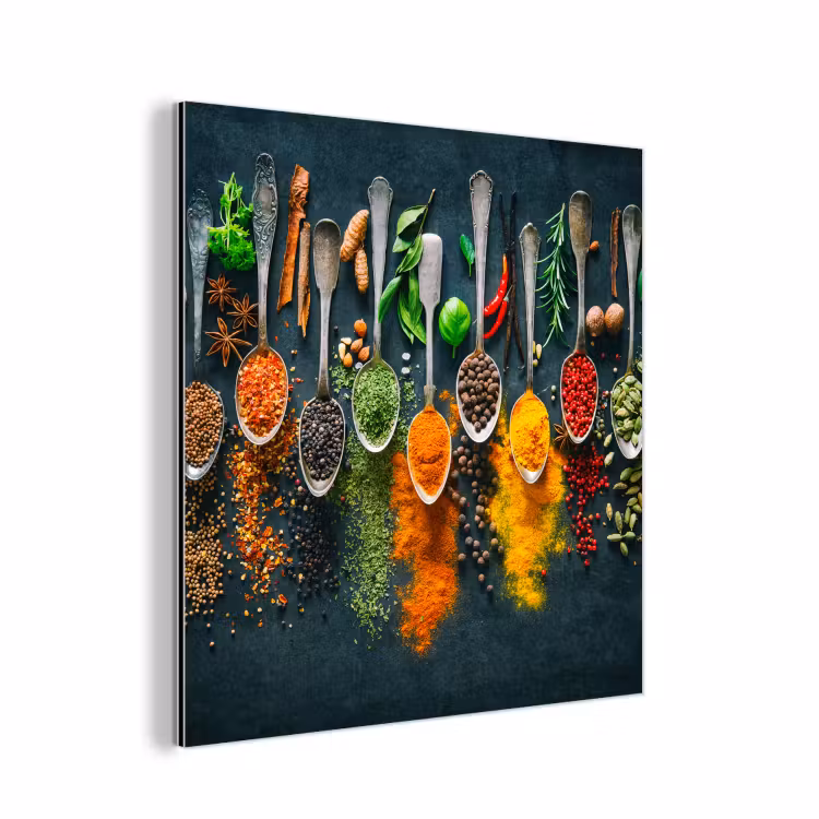 Aluminium schilderij - Kruiden - Specerijen - Lepels — 1