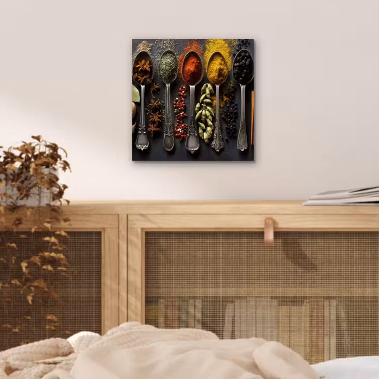 Aluminium schilderij - Lepels - Specerijen - Kaneel - Chili — 4