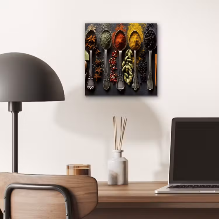 Aluminium schilderij - Lepels - Specerijen - Kaneel - Chili — 6
