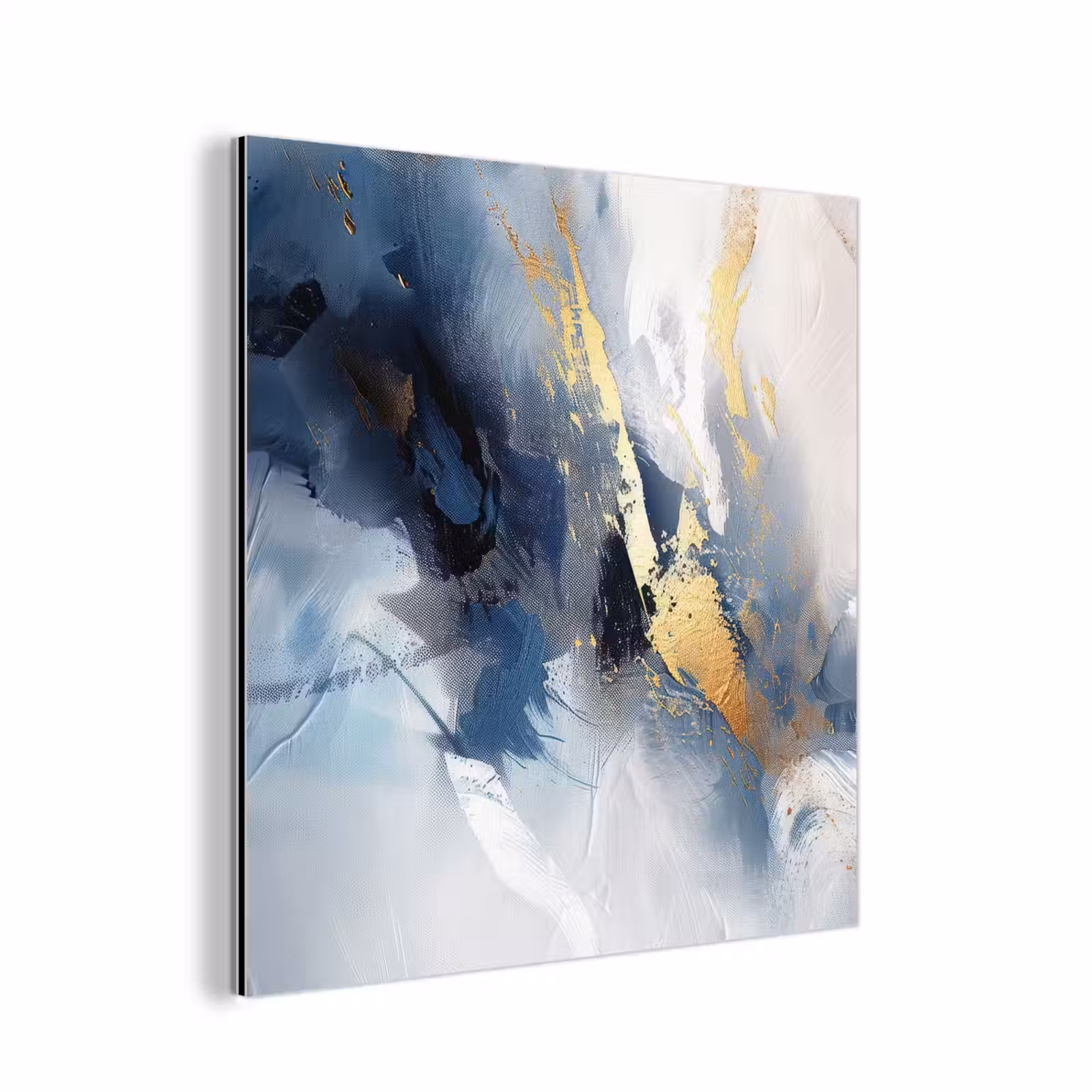 Aluminium schilderij - Blauw - Modern - Marmer - Abstract - Goud — 1