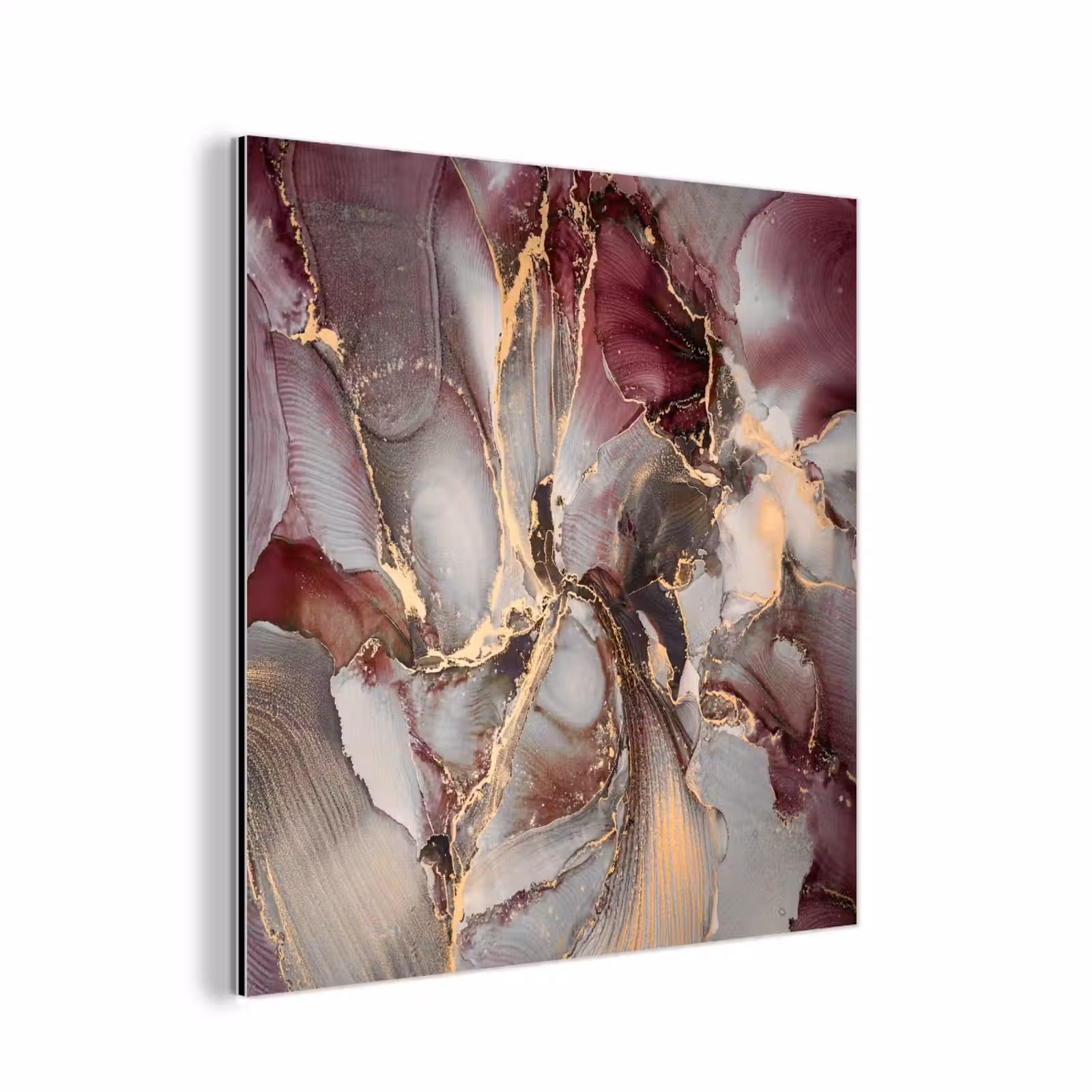 Aluminium schilderij - Goud - Marmer - Paars — 1