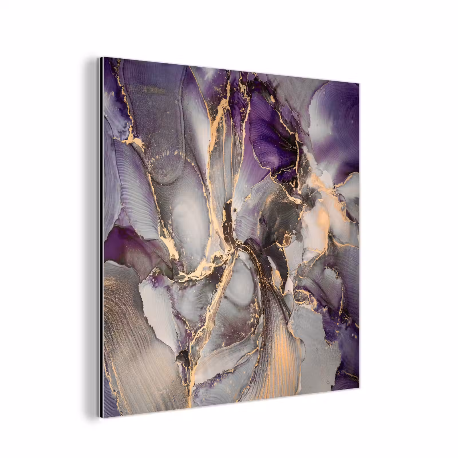 Aluminium schilderij - Goud - Paars - Marmer — 1