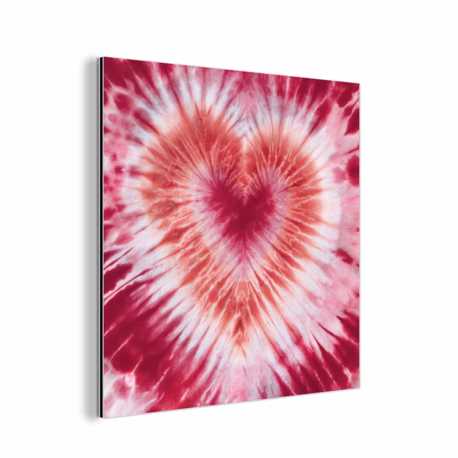 Aluminium schilderij - Hartvorm - Roze - Tie dye — 1