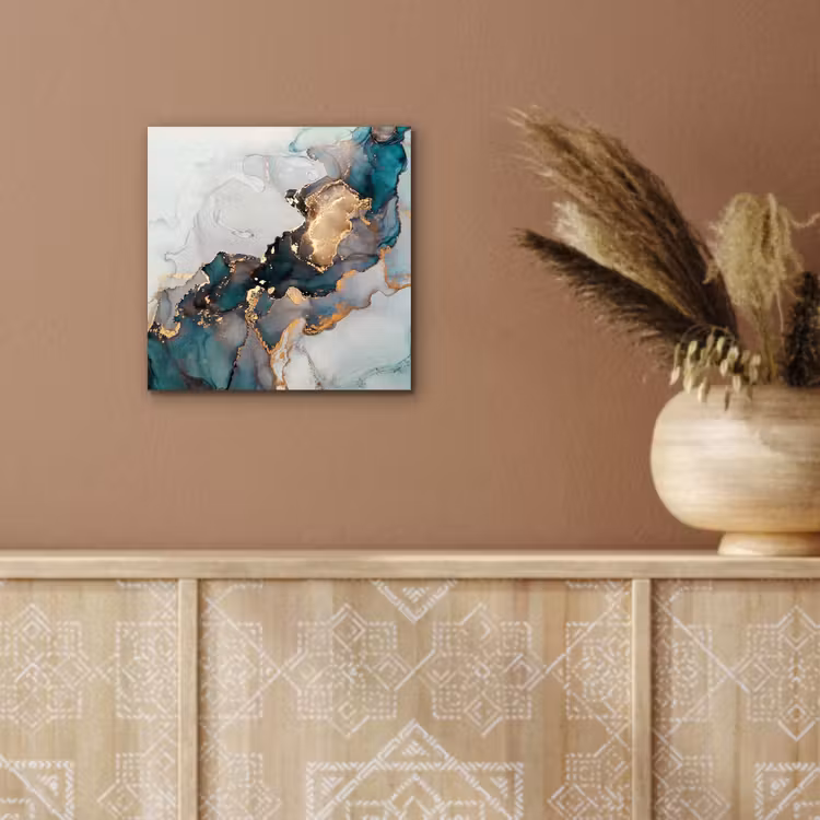 Aluminium schilderij - Blauw - Marmer - Goud — 5