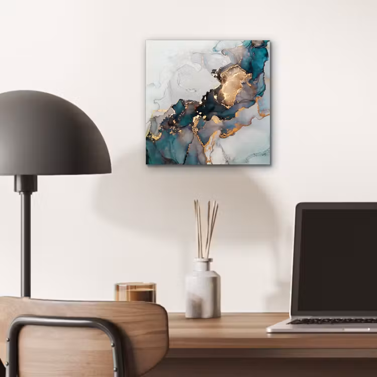 Aluminium schilderij - Blauw - Marmer - Goud — 6