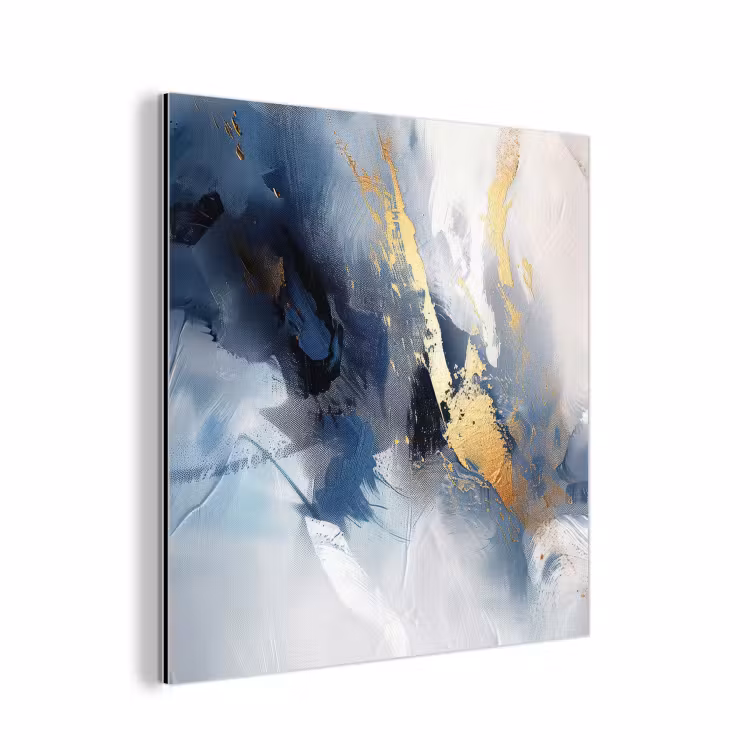 Aluminium schilderij - Blauw - Modern - Marmer - Abstract - Goud — 1