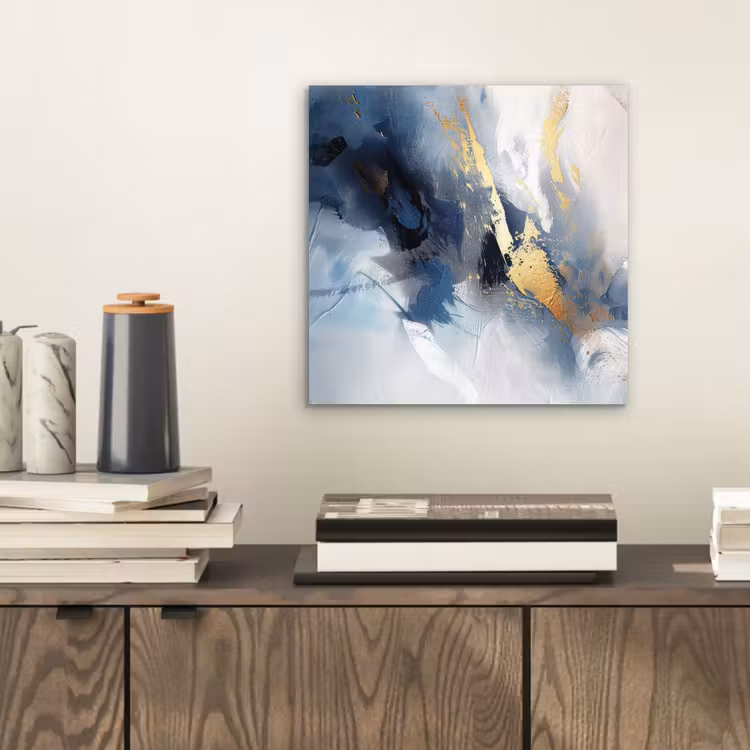 Aluminium schilderij - Blauw - Modern - Marmer - Abstract - Goud — 2