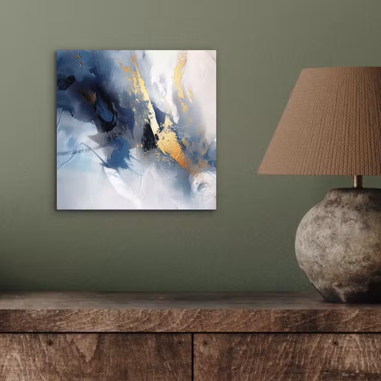 Aluminium schilderij - Blauw - Modern - Marmer - Abstract - Goud — 3