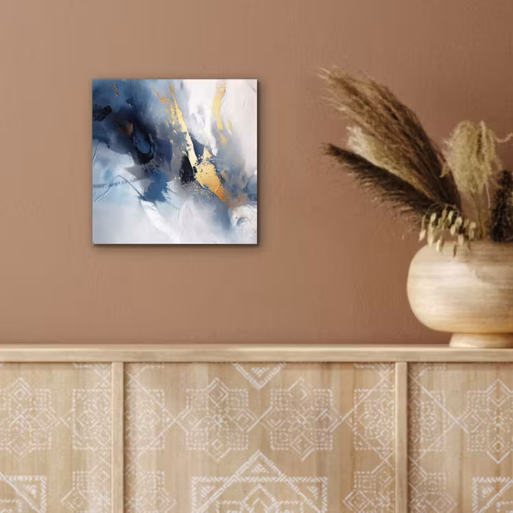 Aluminium schilderij - Blauw - Modern - Marmer - Abstract - Goud — 5