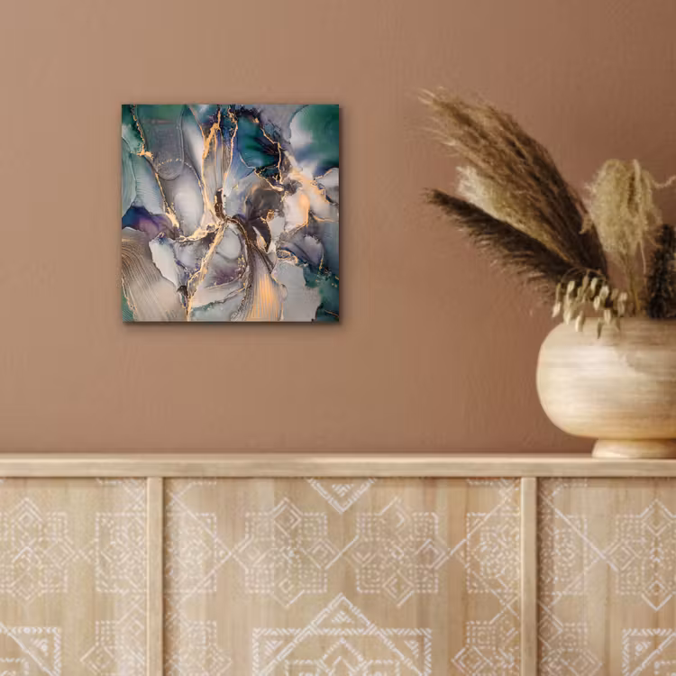 Aluminium schilderij - Goud - Blauw - Marmer — 5