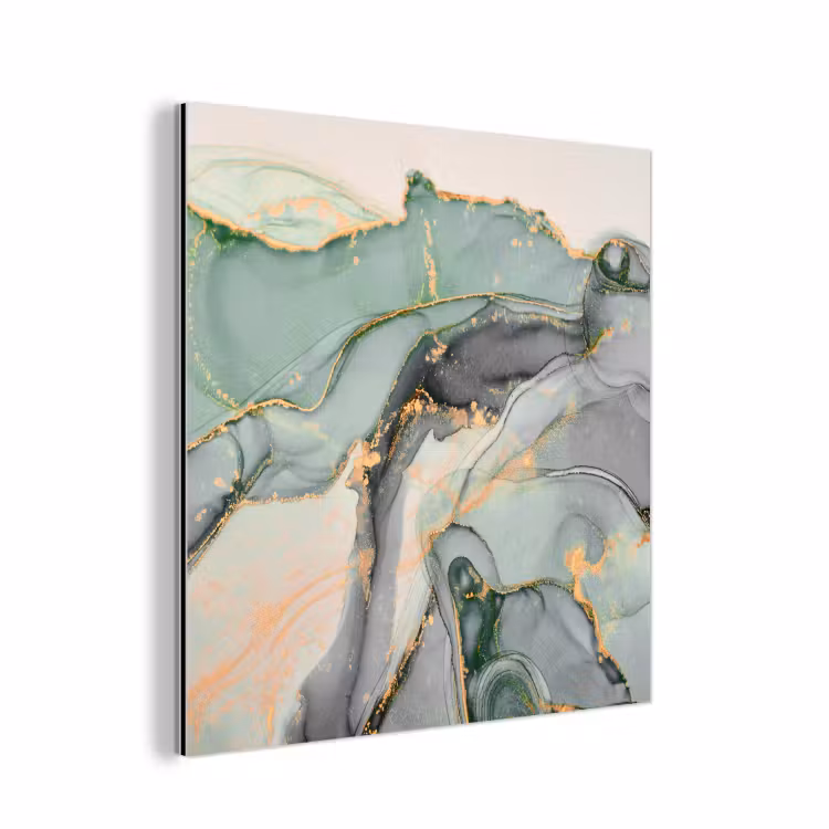 Aluminium schilderij - Goud - Marmer - Groen - luxe - Glitter - Marmerlook — 1