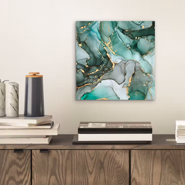 Aluminium schilderij - Goud - Marmer - Groen - Luxe - Marmerlook - Grijs — 2