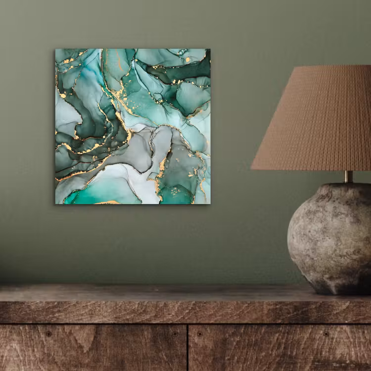 Aluminium schilderij - Goud - Marmer - Groen - Luxe - Marmerlook - Grijs — 3