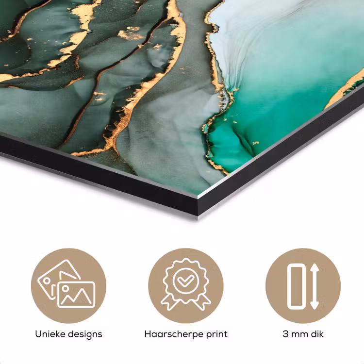 Aluminium schilderij - Goud - Marmer - Groen - Luxe - Marmerlook - Grijs — 7