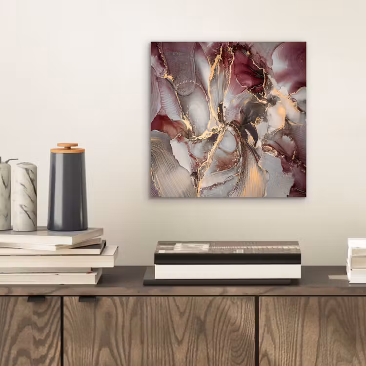 Aluminium schilderij - Goud - Marmer - Paars — 2