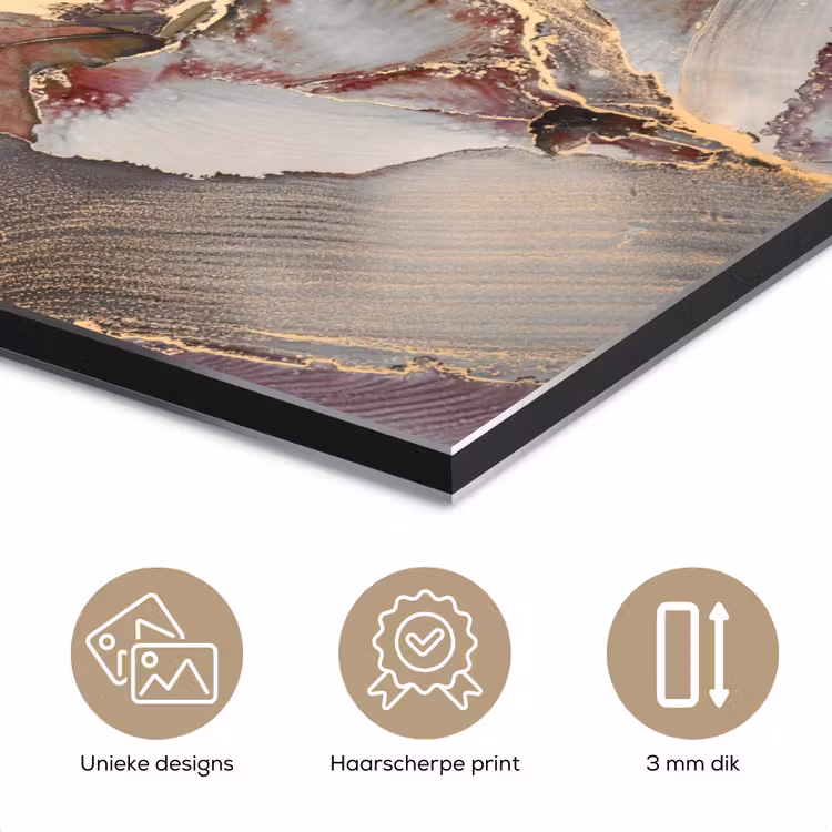 Aluminium schilderij - Goud - Marmer - Paars — 7