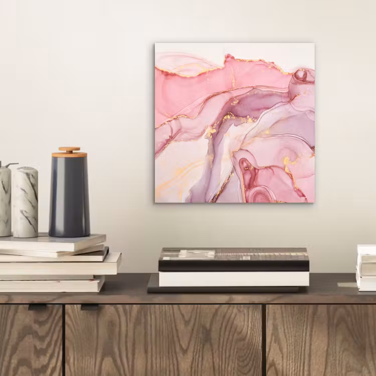 Aluminium schilderij - Goud - Marmer - Roze — 2