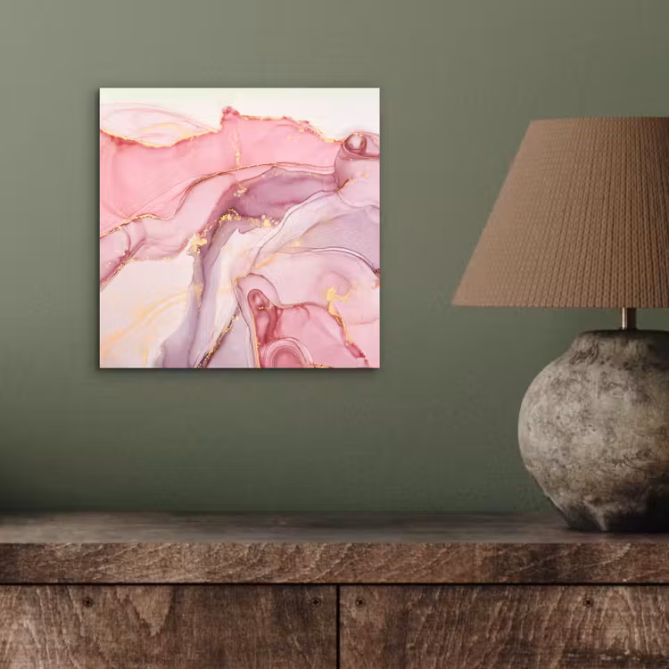 Aluminium schilderij - Goud - Marmer - Roze — 3