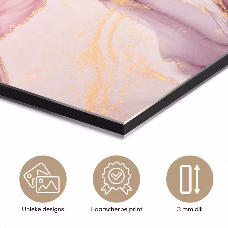 Aluminium schilderij - Goud - Marmer - Roze — 7