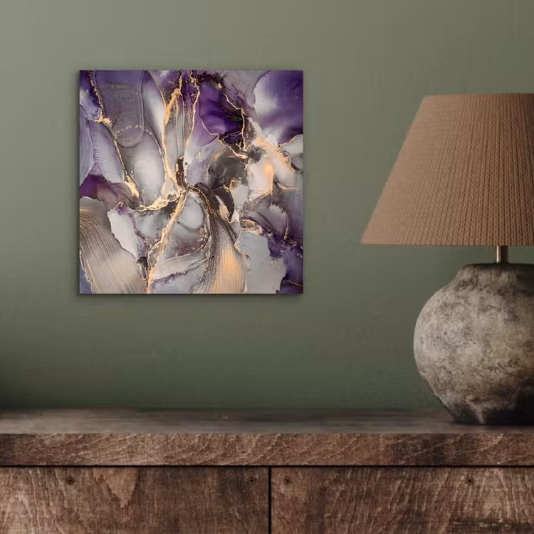 Aluminium schilderij - Goud - Paars - Marmer — 3