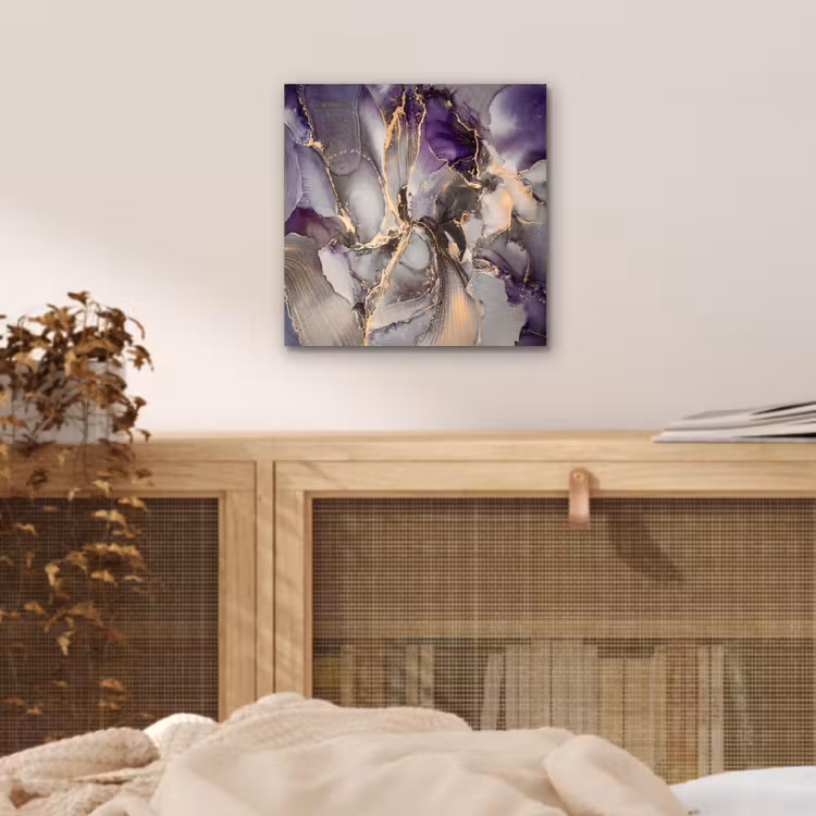 Aluminium schilderij - Goud - Paars - Marmer — 4