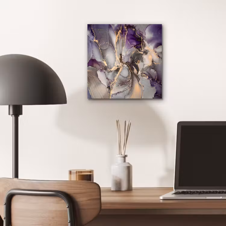 Aluminium schilderij - Goud - Paars - Marmer — 6