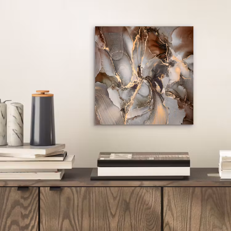 Aluminium schilderij - Grijs - Goud - Marmer - Marmerlook — 2