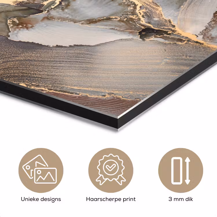 Aluminium schilderij - Grijs - Goud - Marmer - Marmerlook — 7