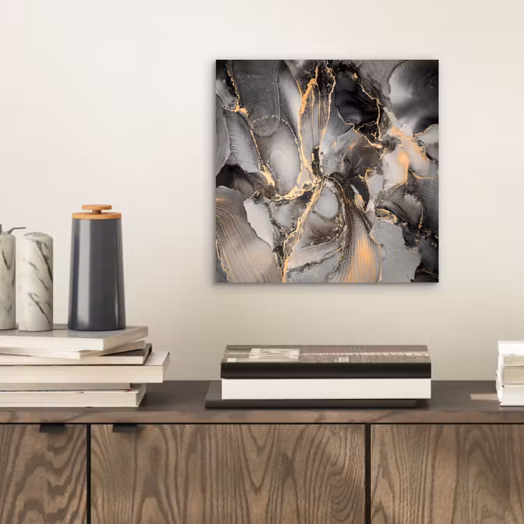 Aluminium schilderij - Grijs - Luxe - Goud - Marmer — 2