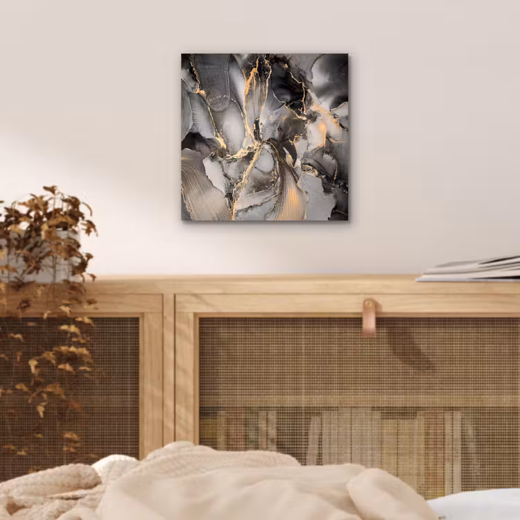 Aluminium schilderij - Grijs - Luxe - Goud - Marmer — 4