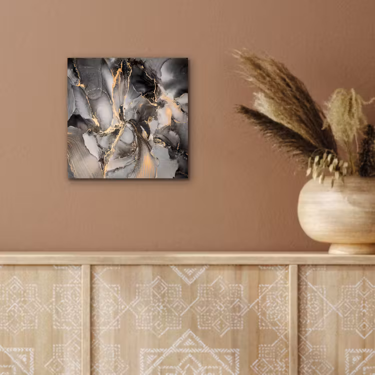 Aluminium schilderij - Grijs - Luxe - Goud - Marmer — 5