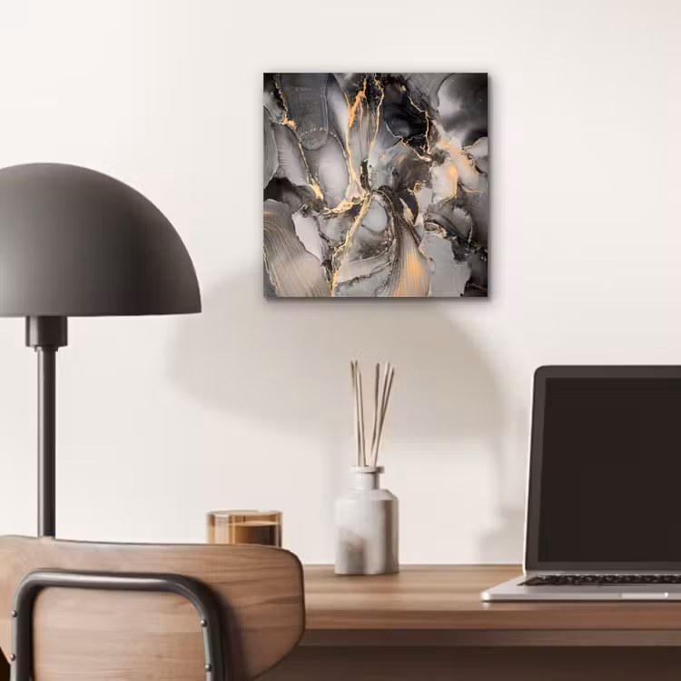 Aluminium schilderij - Grijs - Luxe - Goud - Marmer — 6