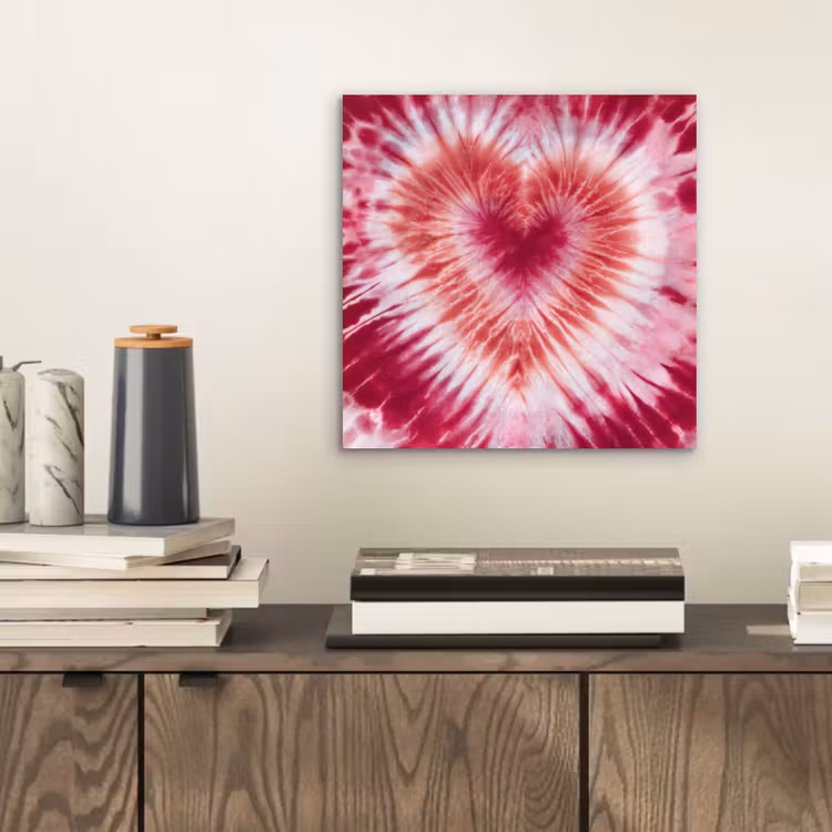 Aluminium schilderij - Hartvorm - Roze - Tie dye — 2