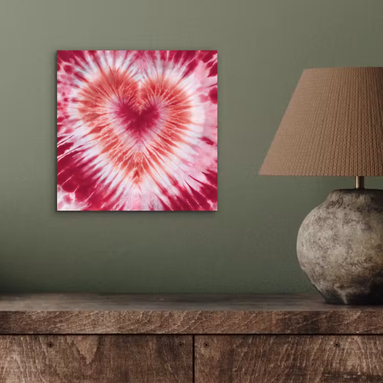 Aluminium schilderij - Hartvorm - Roze - Tie dye — 3